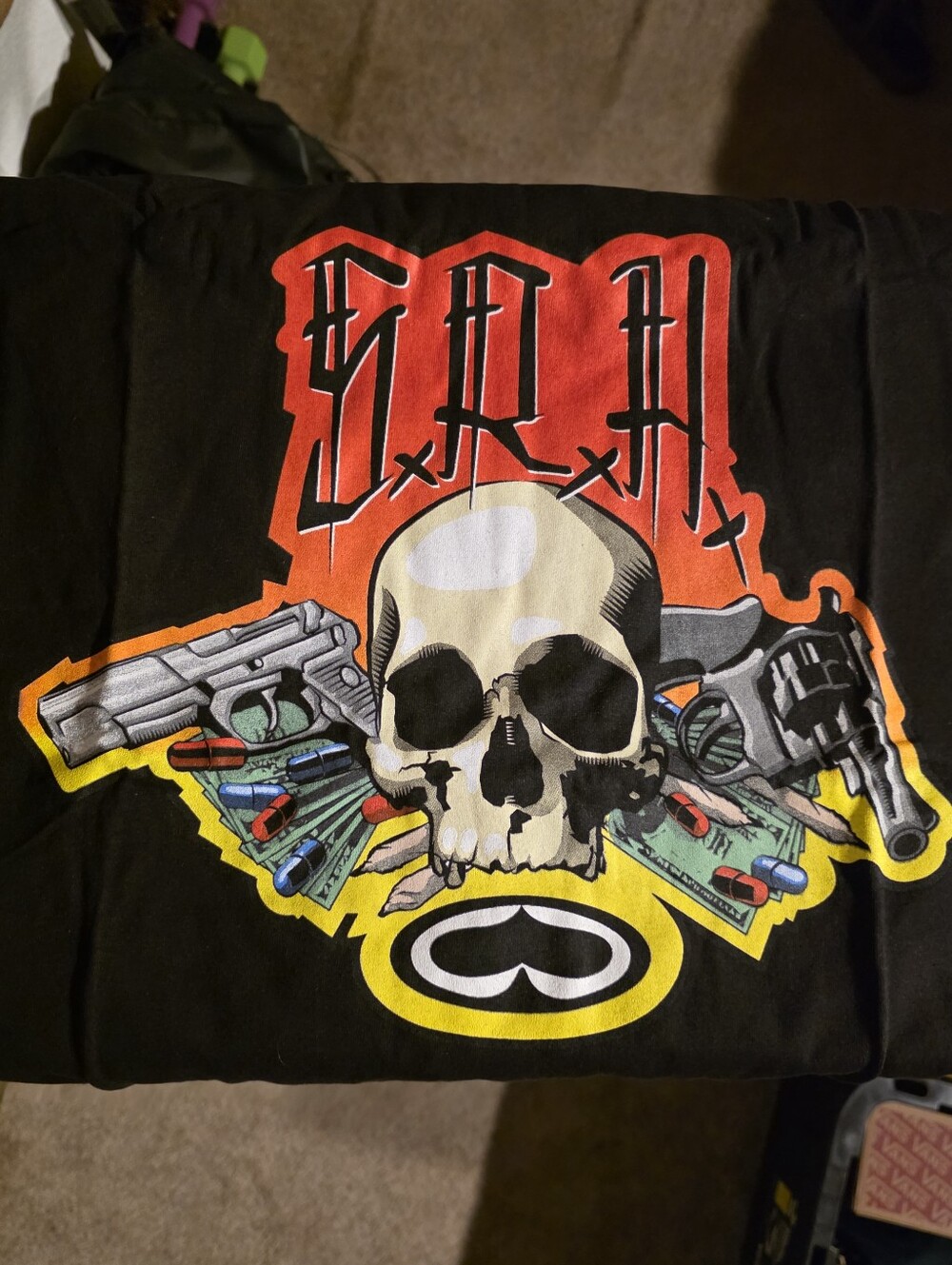 SRH Brand NEW Skull & Guns Short Sleeve Graphic Tee Shirt